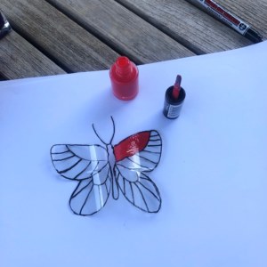 Apply nail polish to butterfly