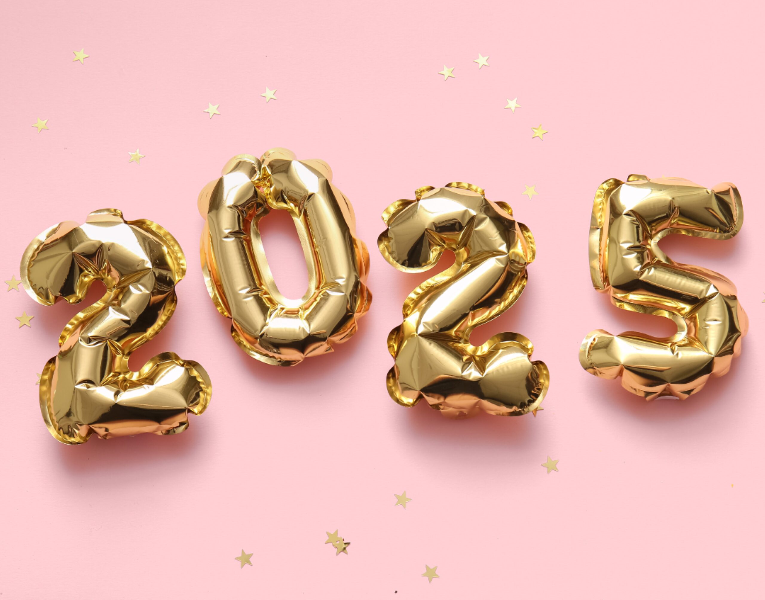 Golden hellium balloon assembled to make 2025.