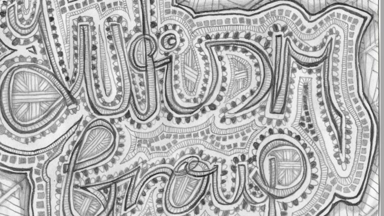 Pencil doodle drawing saying "Autism Group"