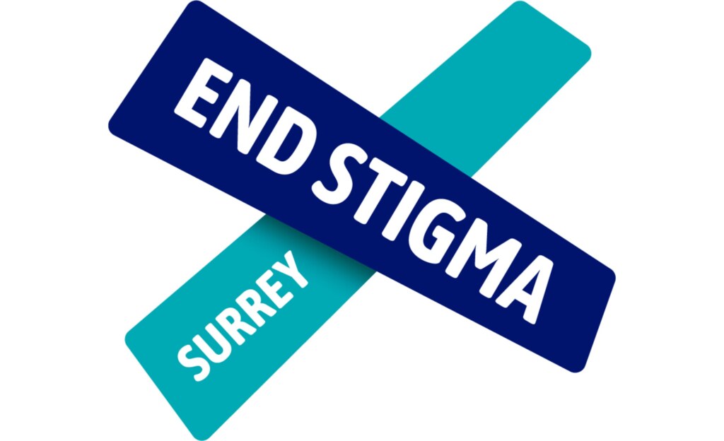 End Stigma Surrey logo showing a X that says stop to stigma