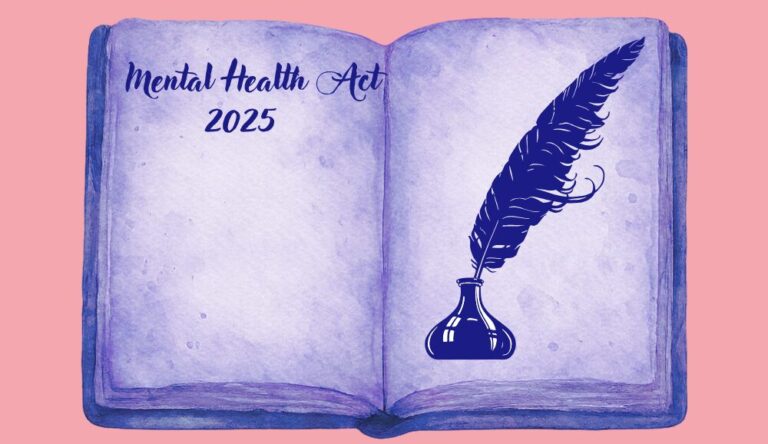 Mental Health Act written on an open book with a quill and ink