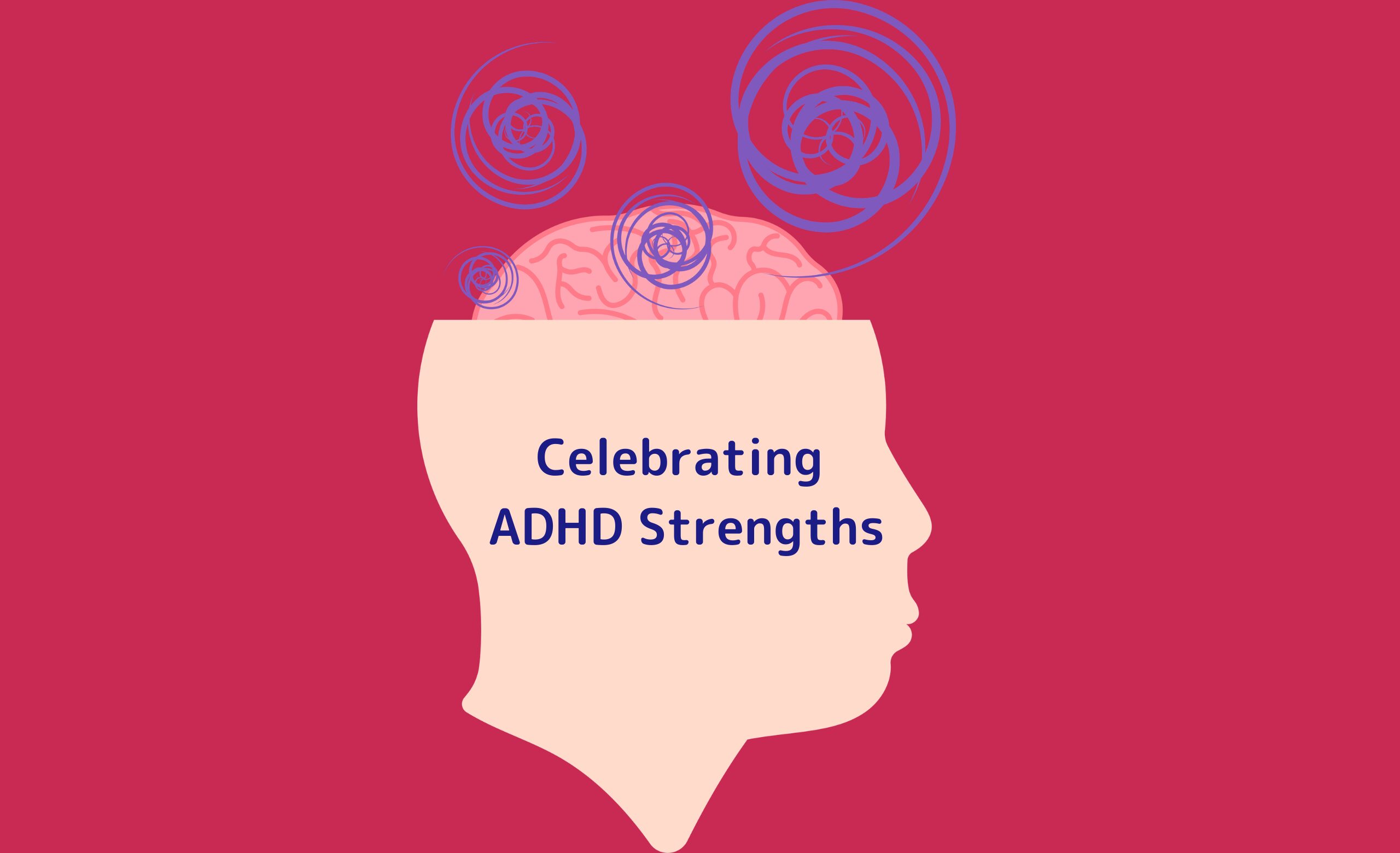 Photo of a brain with the words: Celebrating ADHD Strengths